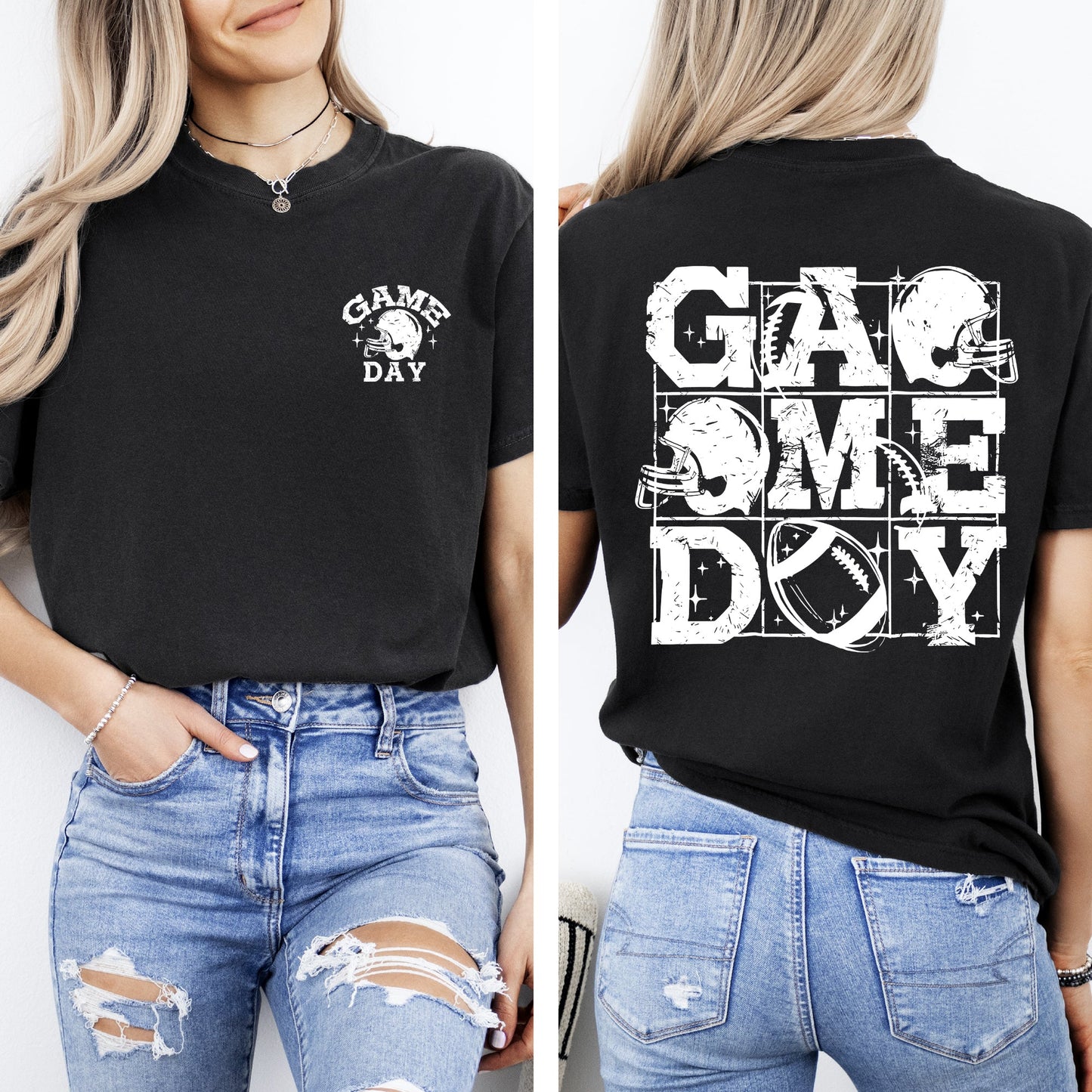 Game Day, Front and Back, Football, Sports, Big Game, Touchdown, Tailgate Party Tshirt Comfort Colors T-Shirt