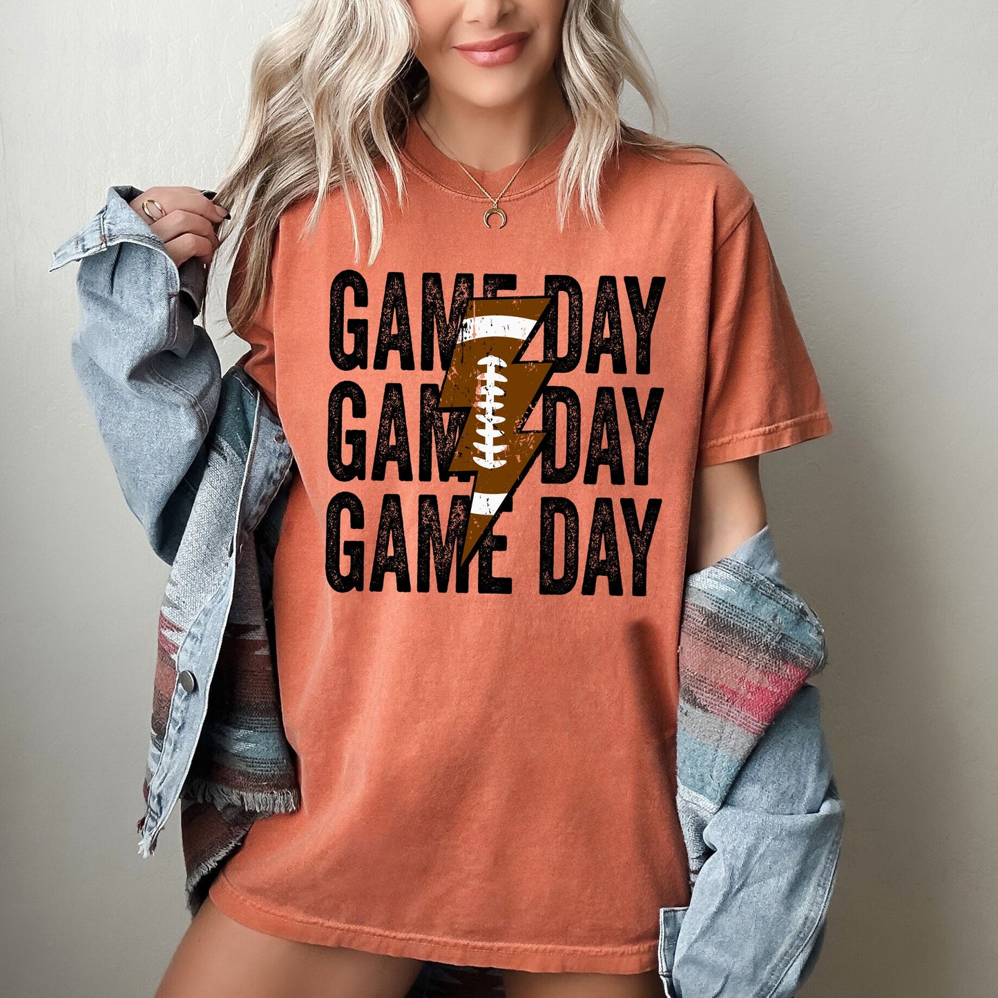 Game Day, Lightening Bolt, Football, Sports, Big Game, Touchdown, Tailgate Party Tshirt Comfort Colors T-Shirt