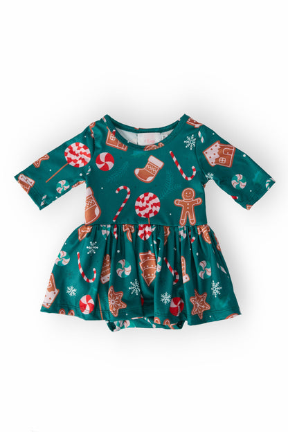 Gingerbread House 3/4 Sleeve Twirl Bodysuit