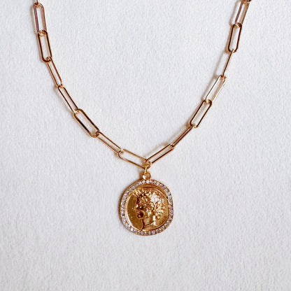 Glam Edge Coin Link Chain Necklace - Aaria Tees