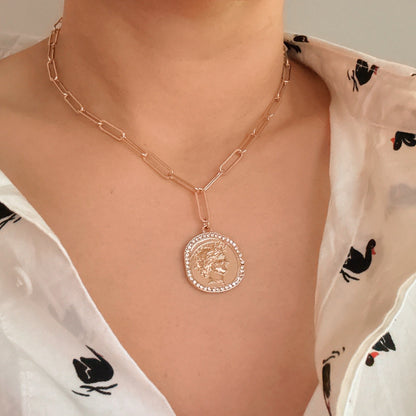 Glam Edge Coin Link Chain Necklace - Aaria Tees