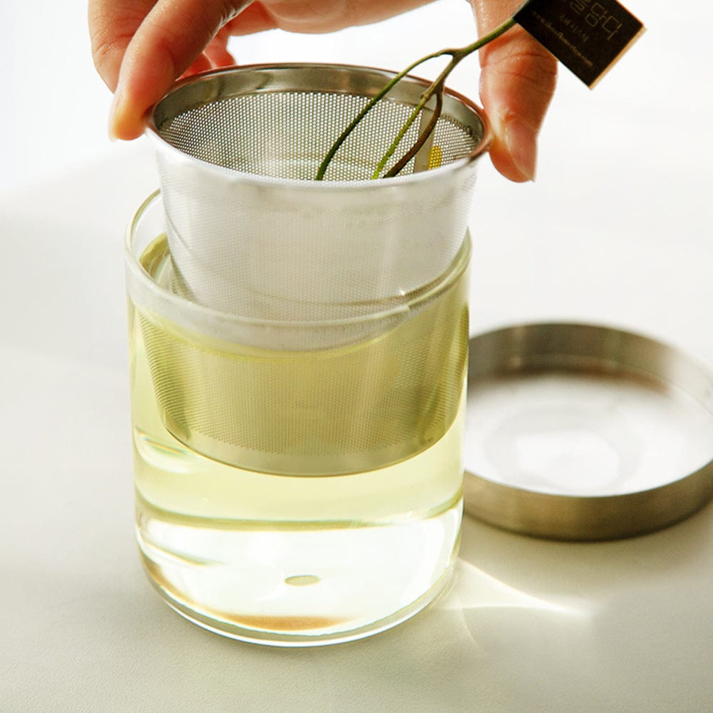 Glass Tea Mug with Stainless Steel Infuser (350ml) - Aaria Tees