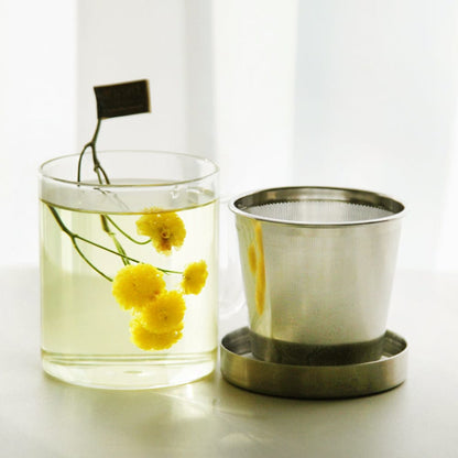 Glass Tea Mug with Stainless Steel Infuser (350ml) - Aaria Tees