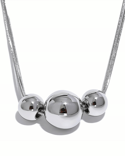 Gold Pendant Necklace - Triple Beads - Aaria Tees