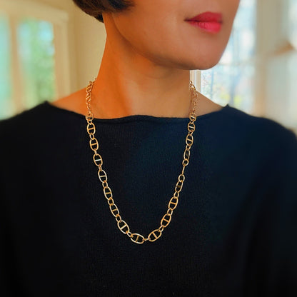 Golden Bit Linked Longer Chain Necklace - Aaria Tees