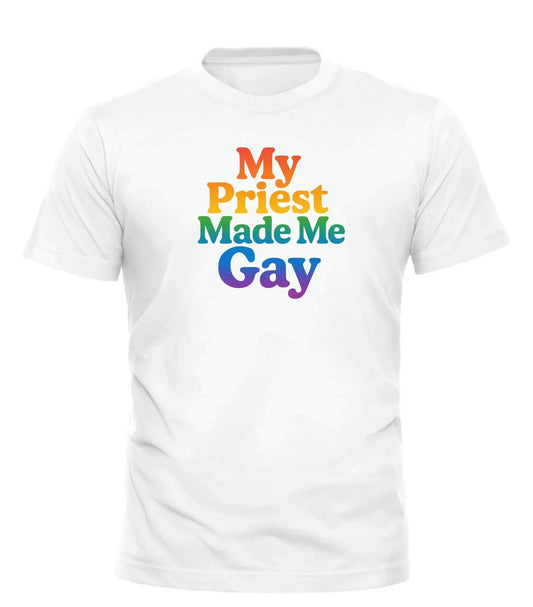 Good Trouble Fashion My Priest Made Me Gay Tee