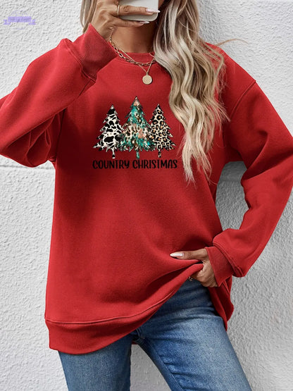 Graphic Round Neck Dropped Shoulder Sweatshirt Trendsi