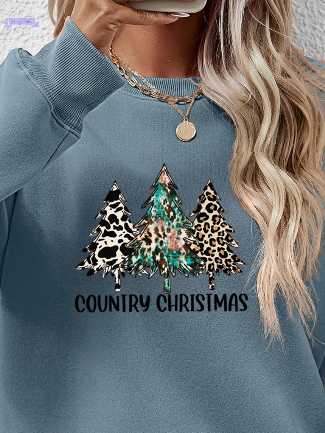 Graphic Round Neck Dropped Shoulder Sweatshirt Trendsi