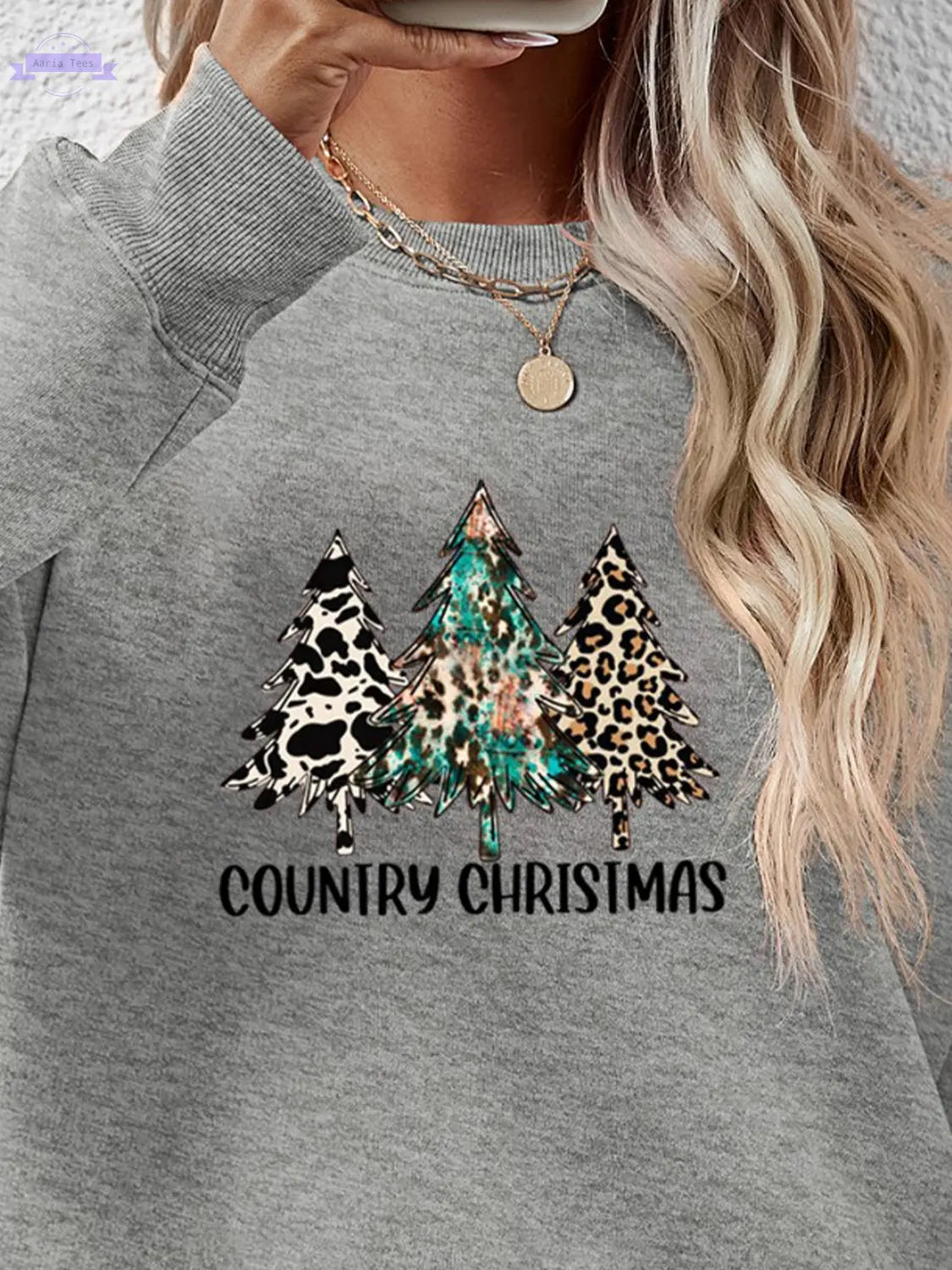 Graphic Round Neck Dropped Shoulder Sweatshirt Trendsi Aaria Tees