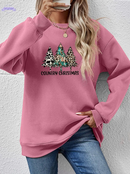 Graphic Round Neck Dropped Shoulder Sweatshirt Trendsi