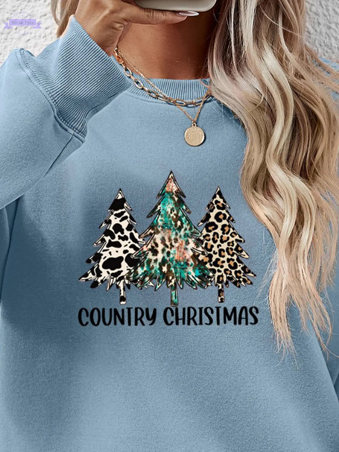 Graphic Round Neck Dropped Shoulder Sweatshirt Trendsi