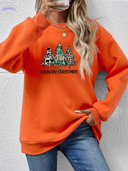 Graphic Round Neck Dropped Shoulder Sweatshirt Trendsi