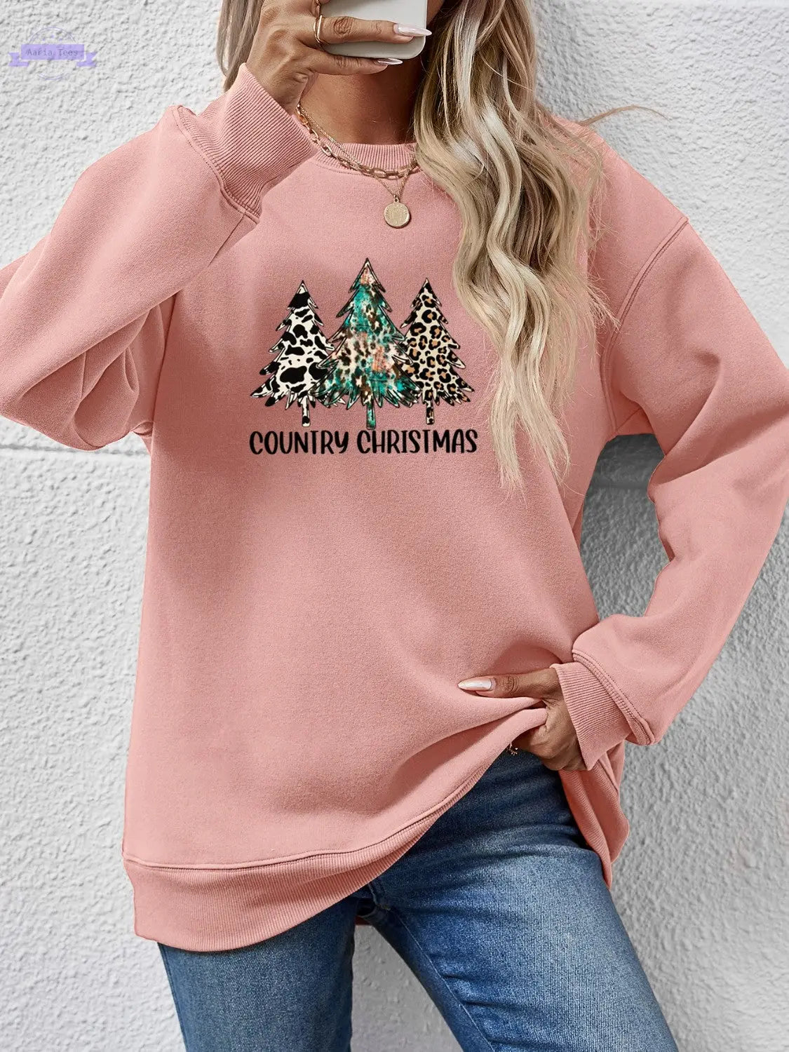 Graphic Round Neck Dropped Shoulder Sweatshirt Trendsi Aaria Tees