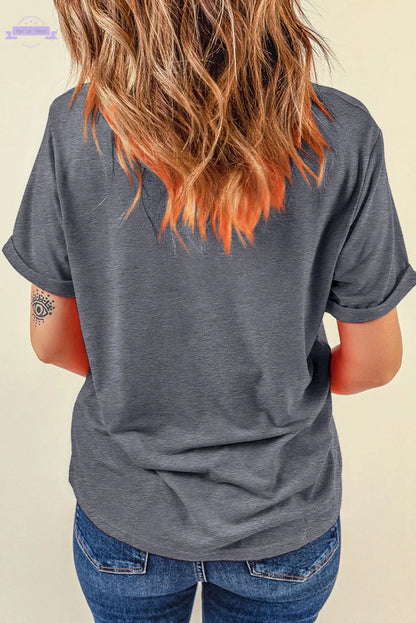 Gray Baseball Bowknot Graphic Casual Tee Aaria Tees
