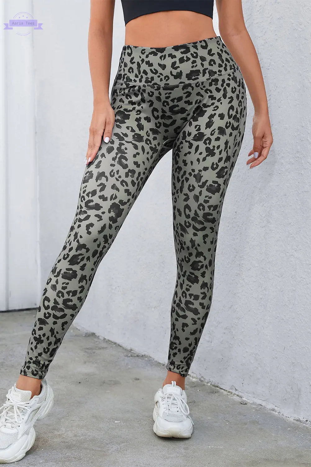 Gray Classic Leopard Print Active Leggings Aaria Tees