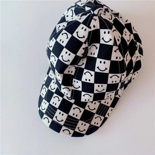 Checkered Smiley Face Baseball Cap