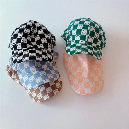 Checkered Smiley Face Baseball Cap