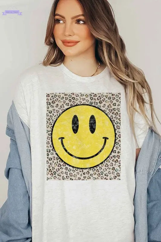 HAPPY LEOPARD GRAPHIC T-SHIRT - Aaria Tees