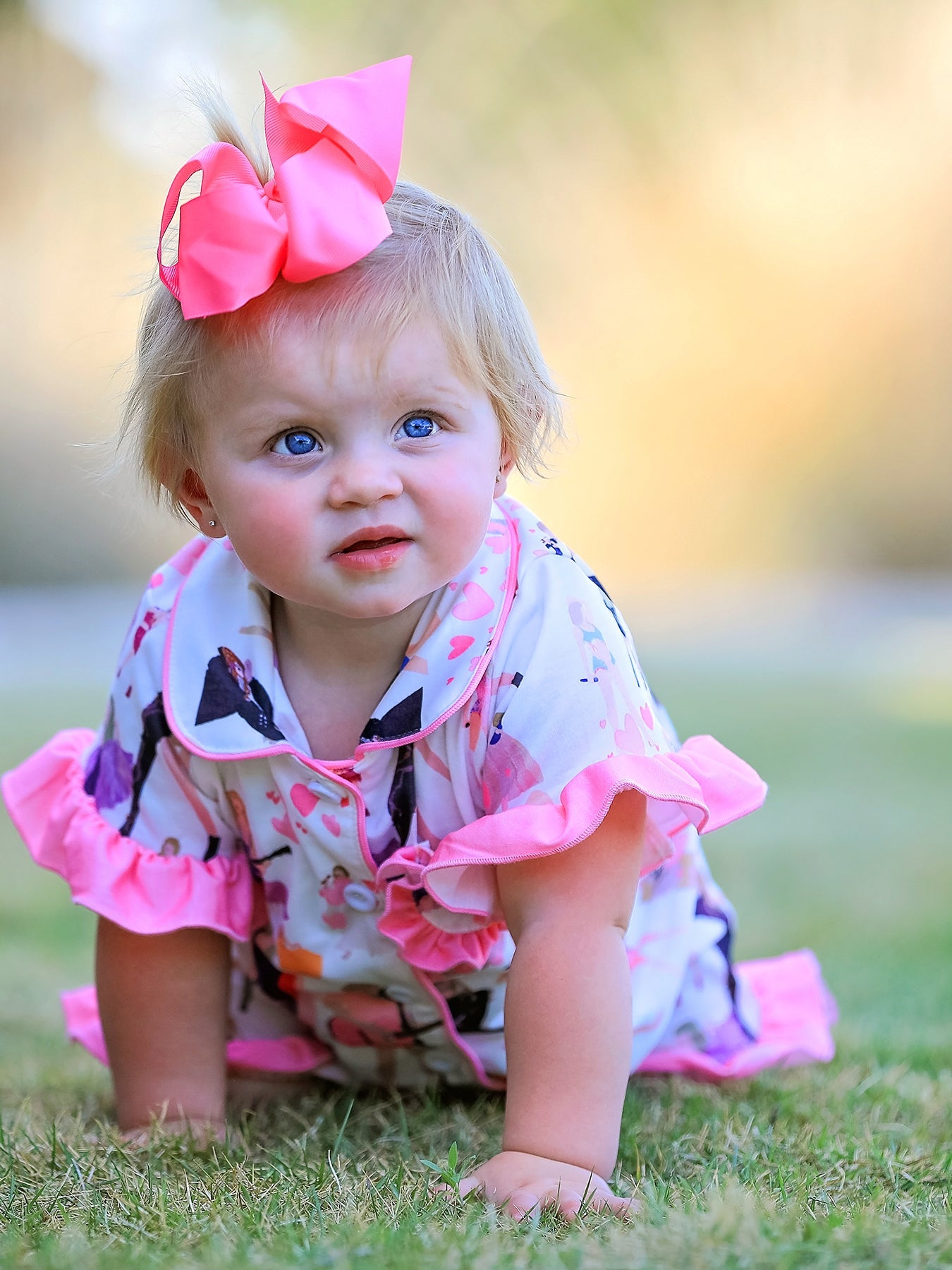 Mommy Me Girls TS Lapel Button Short Sleeve Shorts Ruffle Pajama Set