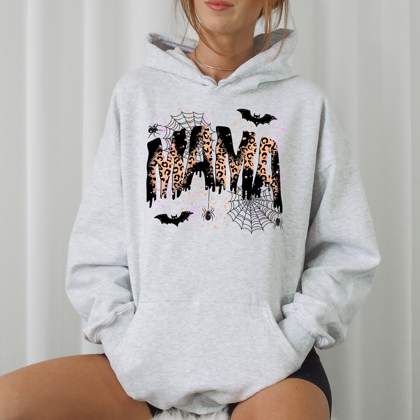Halloween Mama, Mom, Mama Leopard Halloween, Spooky Season Boo, Graphic Hoodie, Hooded Sweatshirt