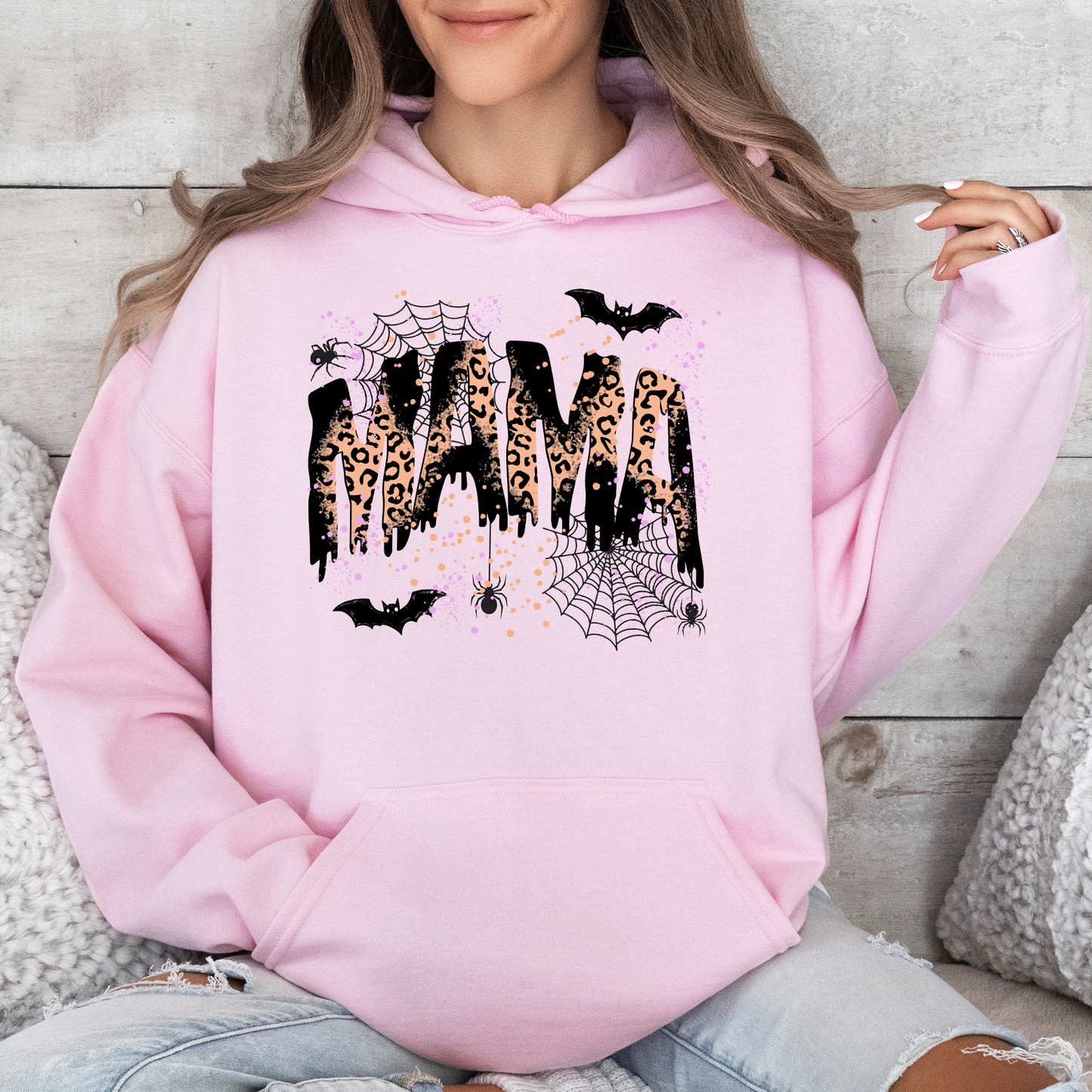 Halloween Mama, Mom, Mama Leopard Halloween, Spooky Season Boo, Graphic Hoodie, Hooded Sweatshirt