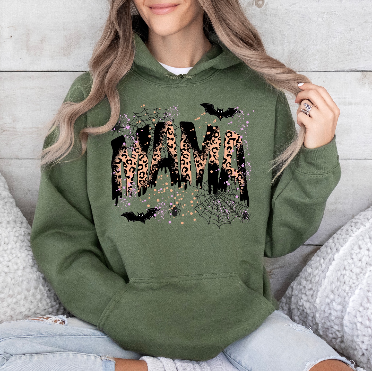 Halloween Mama, Mom, Mama Leopard Halloween, Spooky Season Boo, Graphic Hoodie, Hooded Sweatshirt