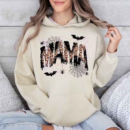 Halloween Mama, Mom, Mama Leopard Halloween, Spooky Season Boo, Graphic Hoodie, Hooded Sweatshirt