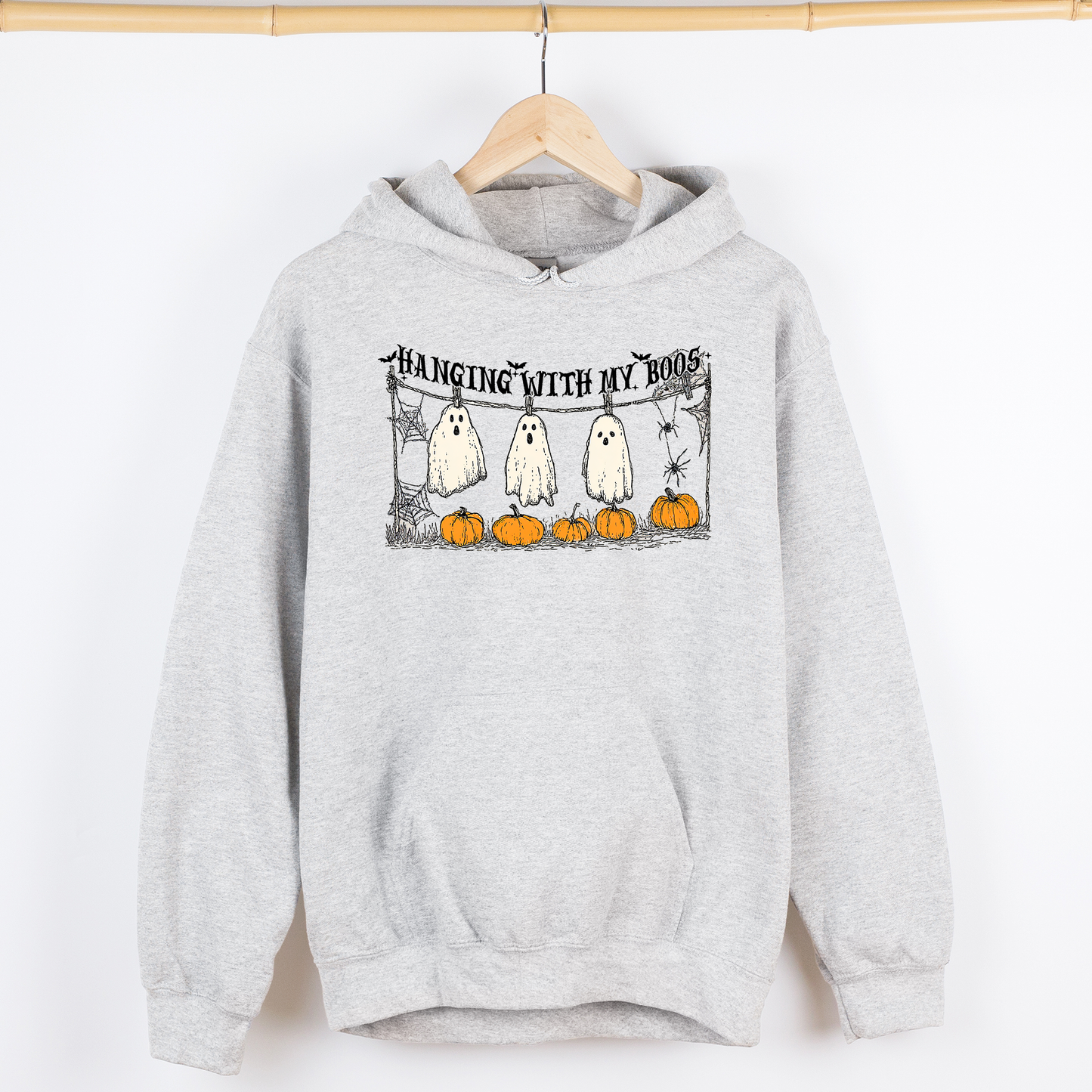 Hanging With My Boos, Ghosts, Halloween, Funny, Pumpkins, Graphic Hoodie, Hooded Sweatshirt