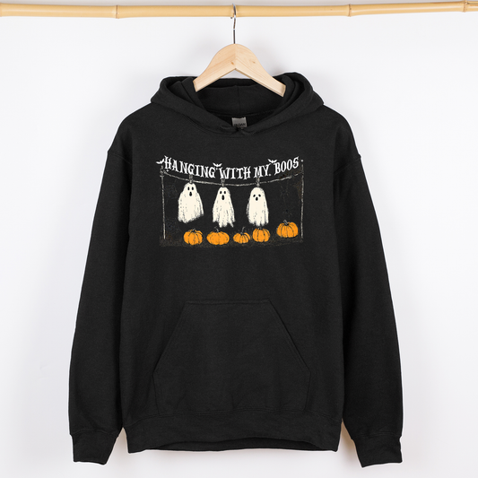 Hanging With My Boos, Ghosts, Halloween, Funny, Pumpkins, Graphic Hoodie, Hooded Sweatshirt