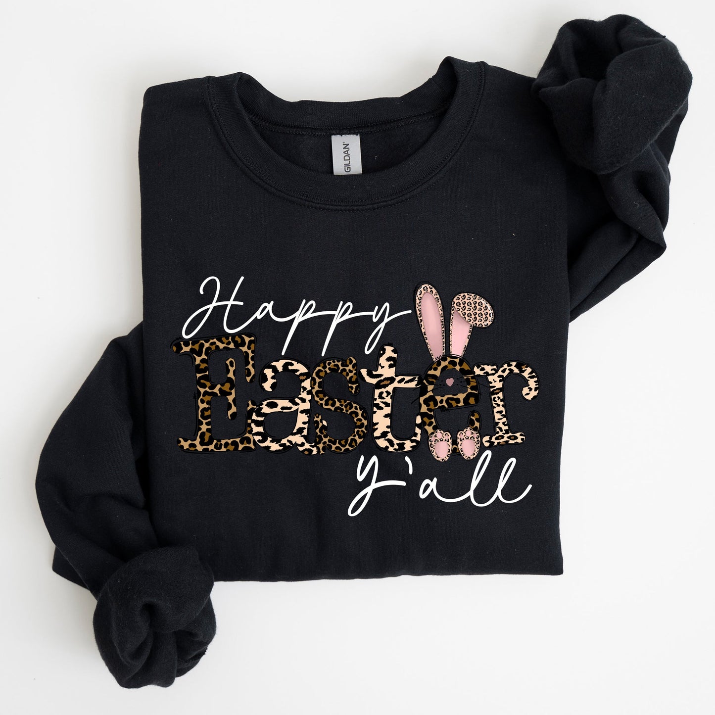 Happy Easter Y'all, Leopard Print, Rabbit Sweatshirt