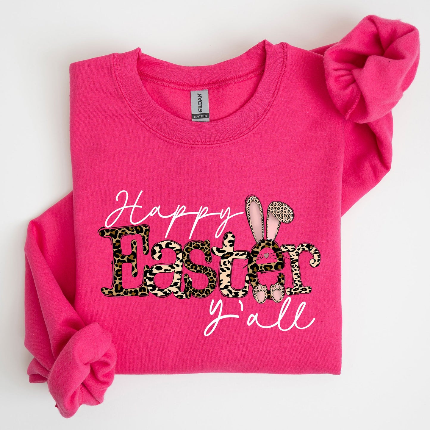 Happy Easter Y'all, Leopard Print, Rabbit Sweatshirt