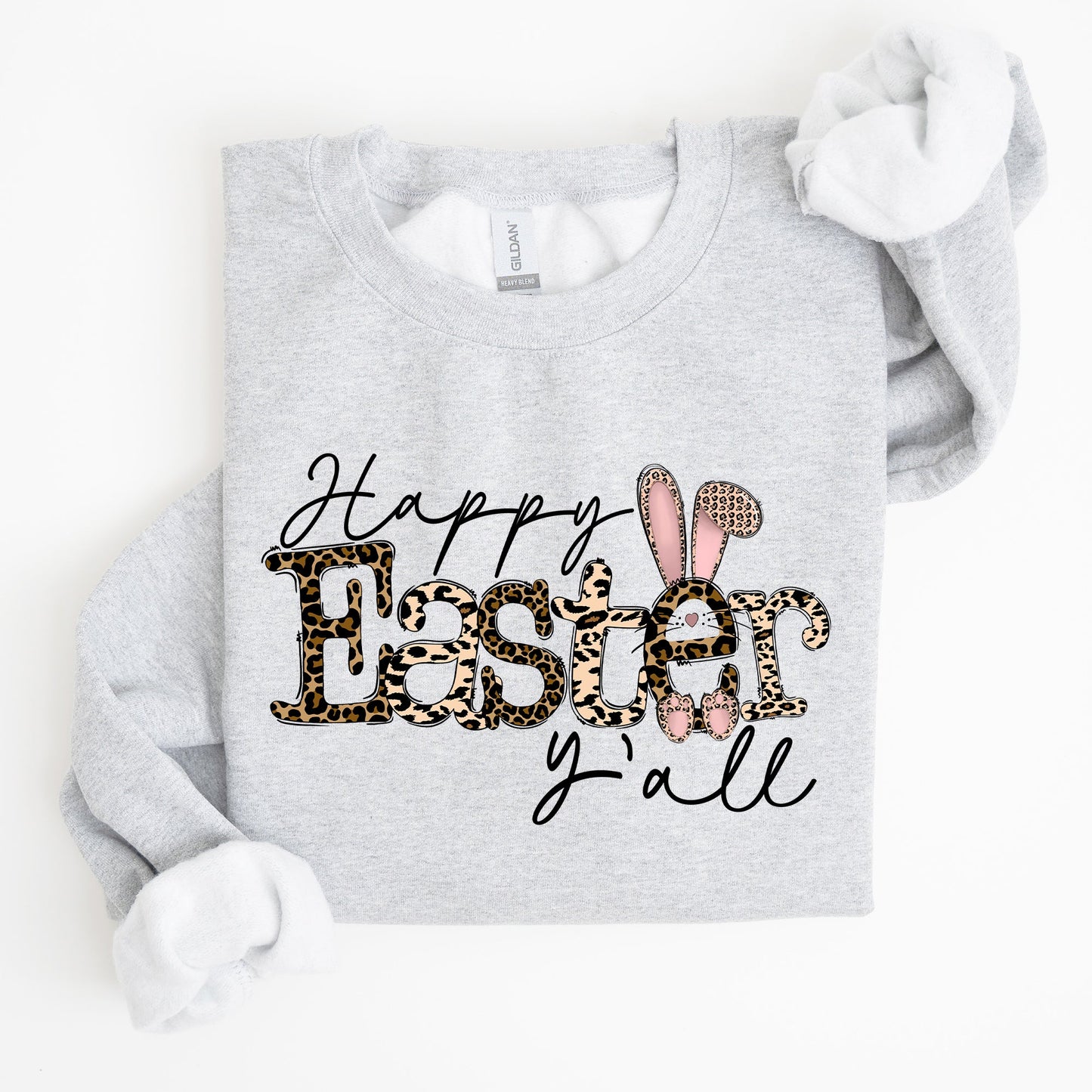 Happy Easter Y'all, Leopard Print, Rabbit Sweatshirt