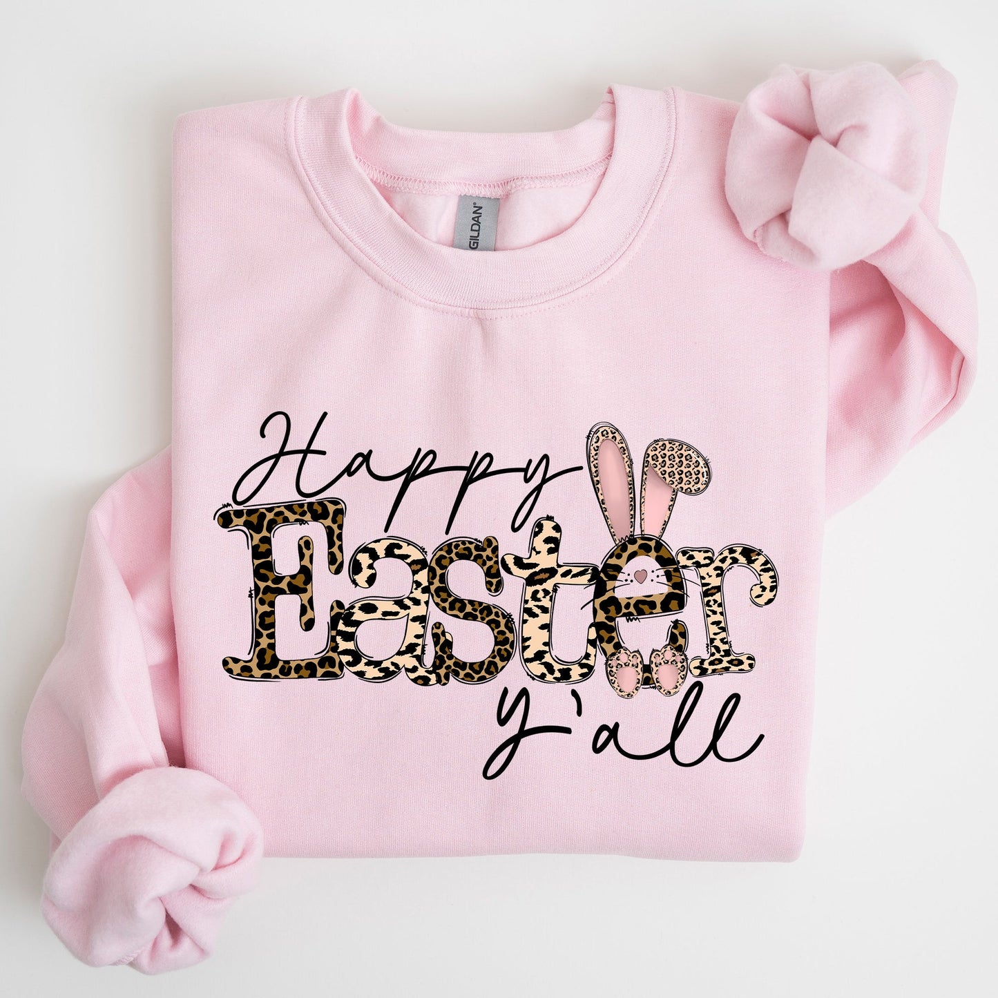 Happy Easter Y'all, Leopard Print, Rabbit Sweatshirt