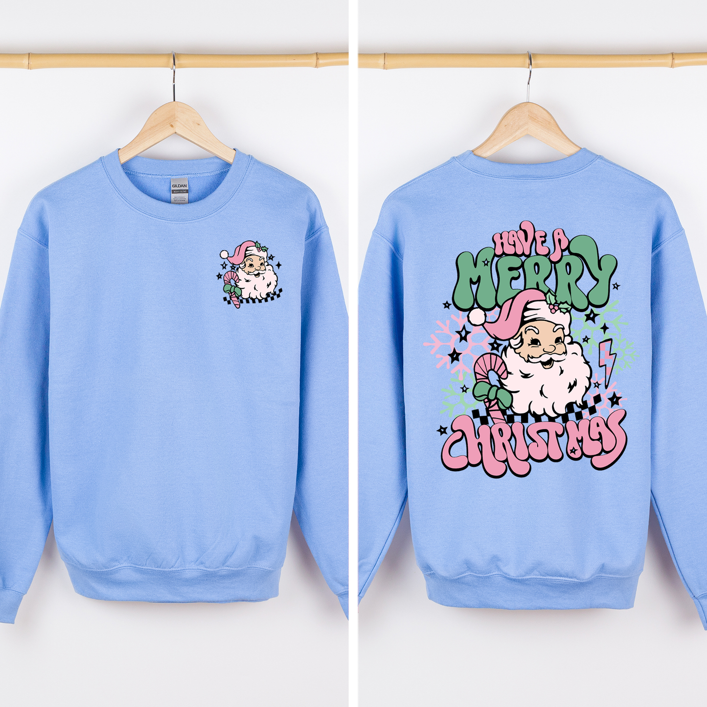 Have A Merry Christmas, Retro, Front and Back, Santa, Trendy Sweatshirt