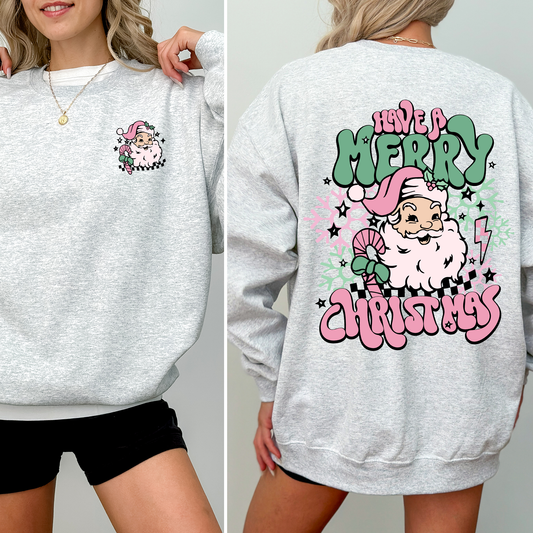 Have A Merry Christmas, Retro, Front and Back, Santa, Trendy Sweatshirt
