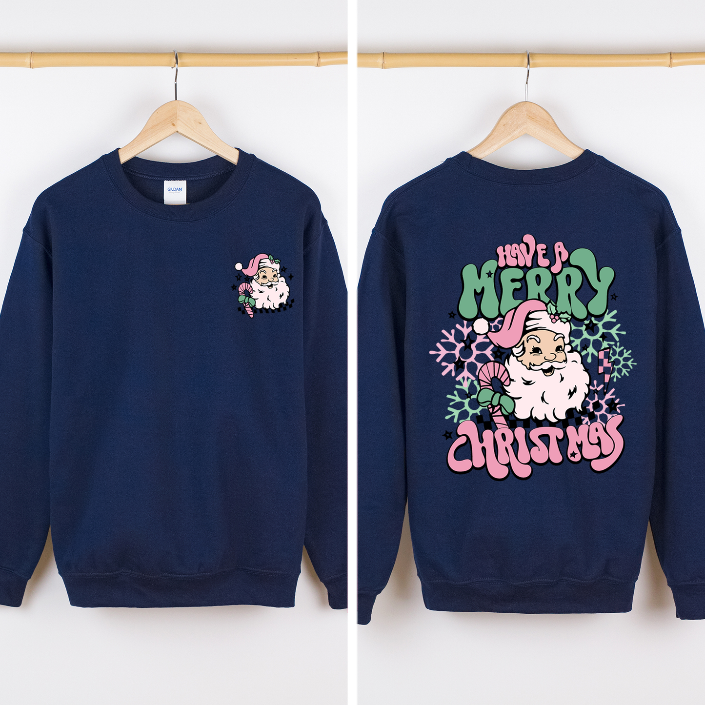 Have A Merry Christmas, Retro, Front and Back, Santa, Trendy Sweatshirt