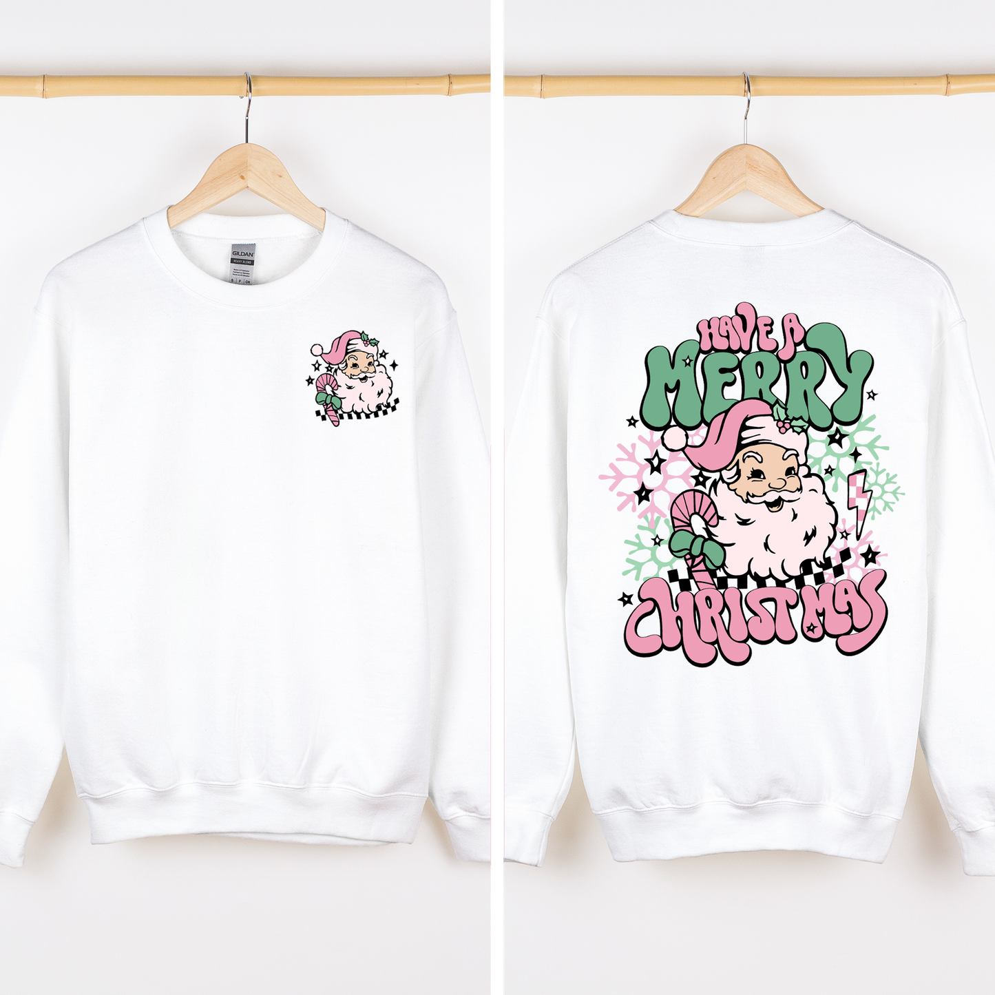 Have A Merry Christmas, Retro, Front and Back, Santa, Trendy Sweatshirt