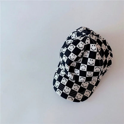 Checkered Smiley Face Baseball Cap