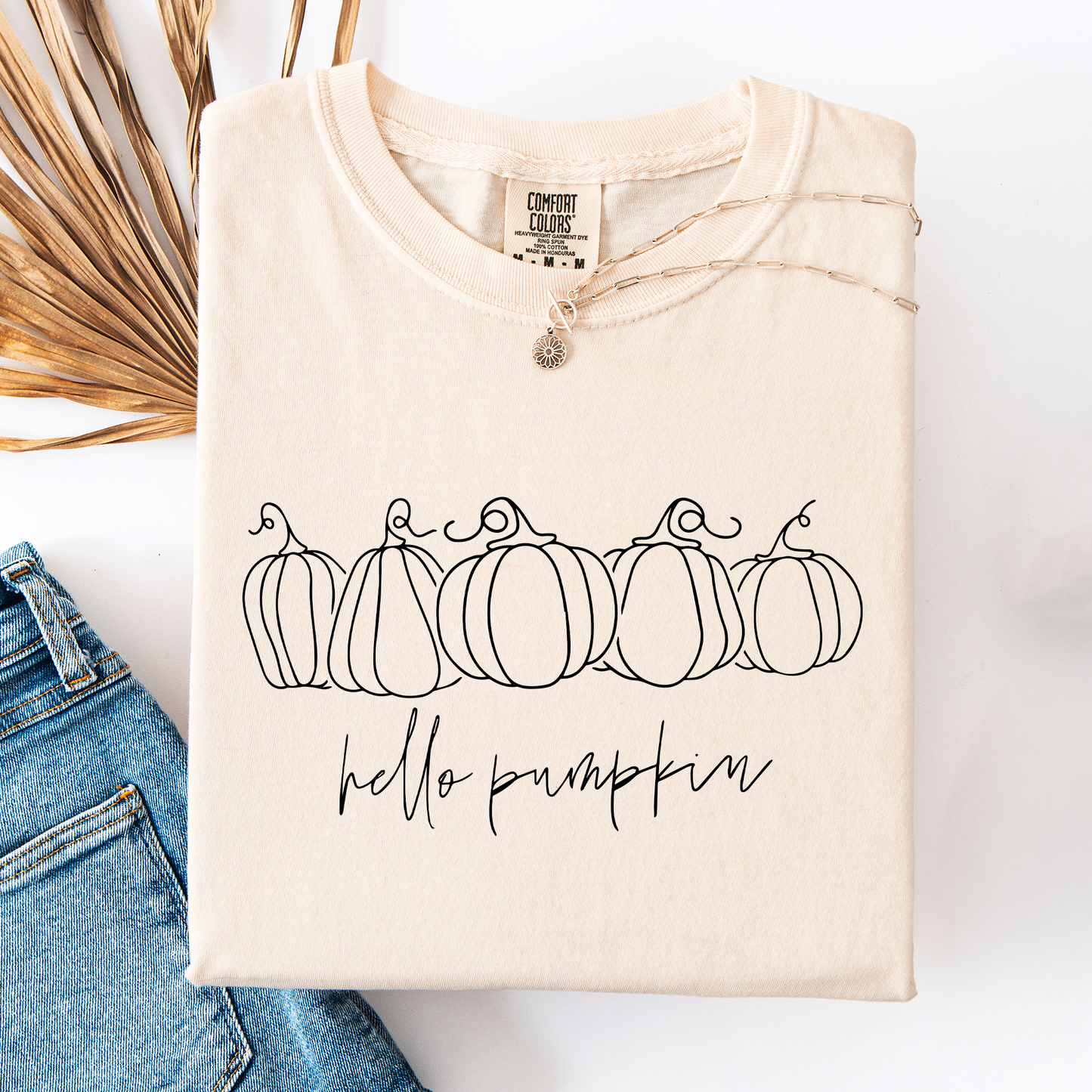 Hello Pumpkin, Minimalist Thanksgiving, Autumn, Fall, Comfort Colors T-Shirt