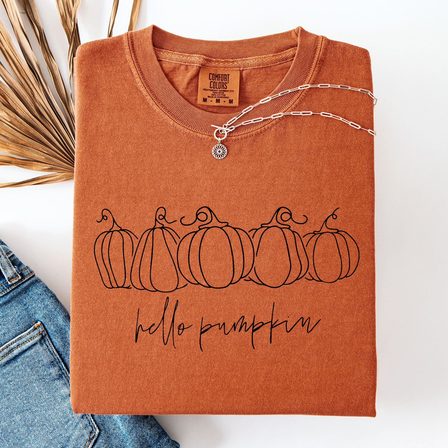 Hello Pumpkin, Minimalist Thanksgiving, Autumn, Fall, Comfort Colors T-Shirt