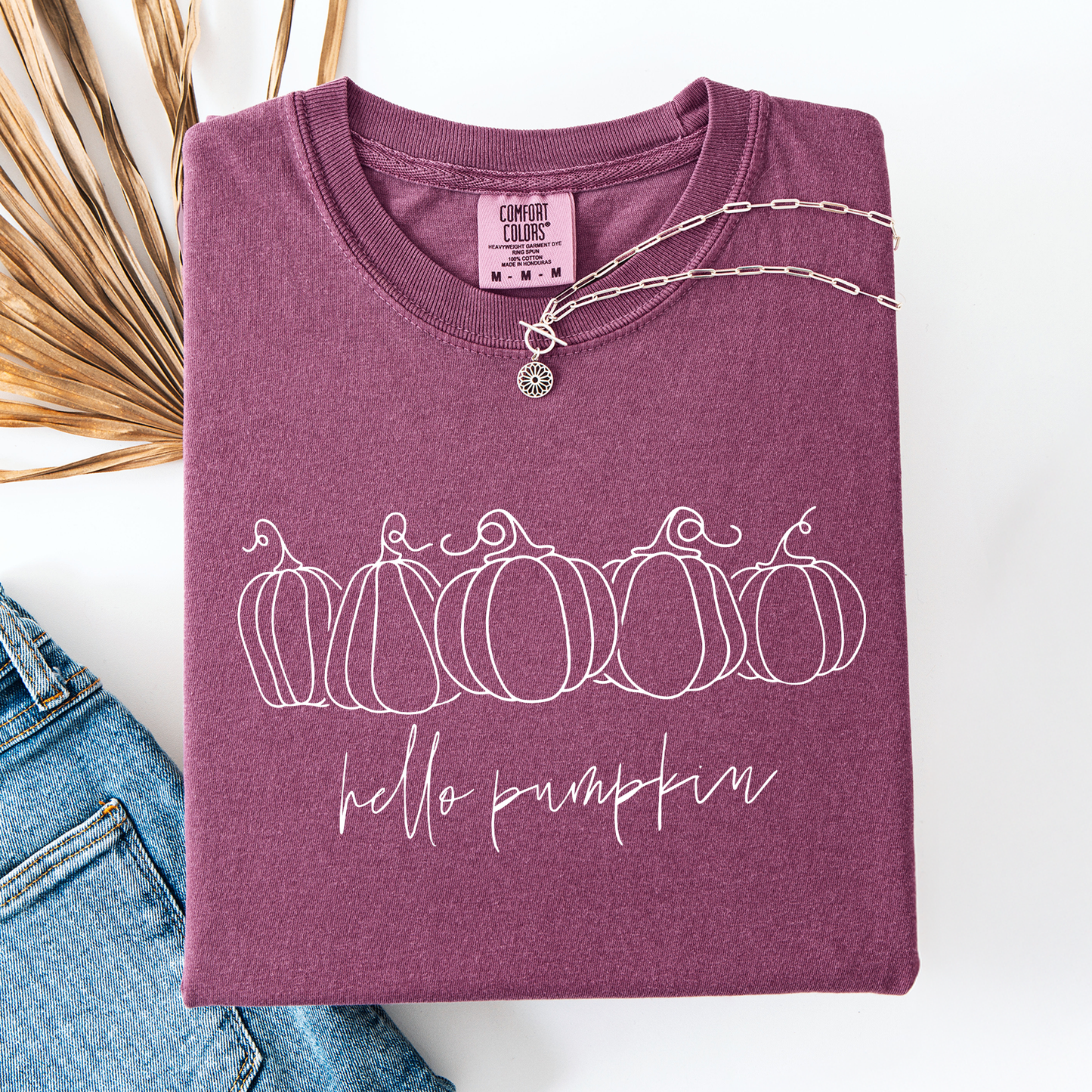 Hello Pumpkin, Minimalist Thanksgiving, Autumn, Fall, Comfort Colors T-Shirt