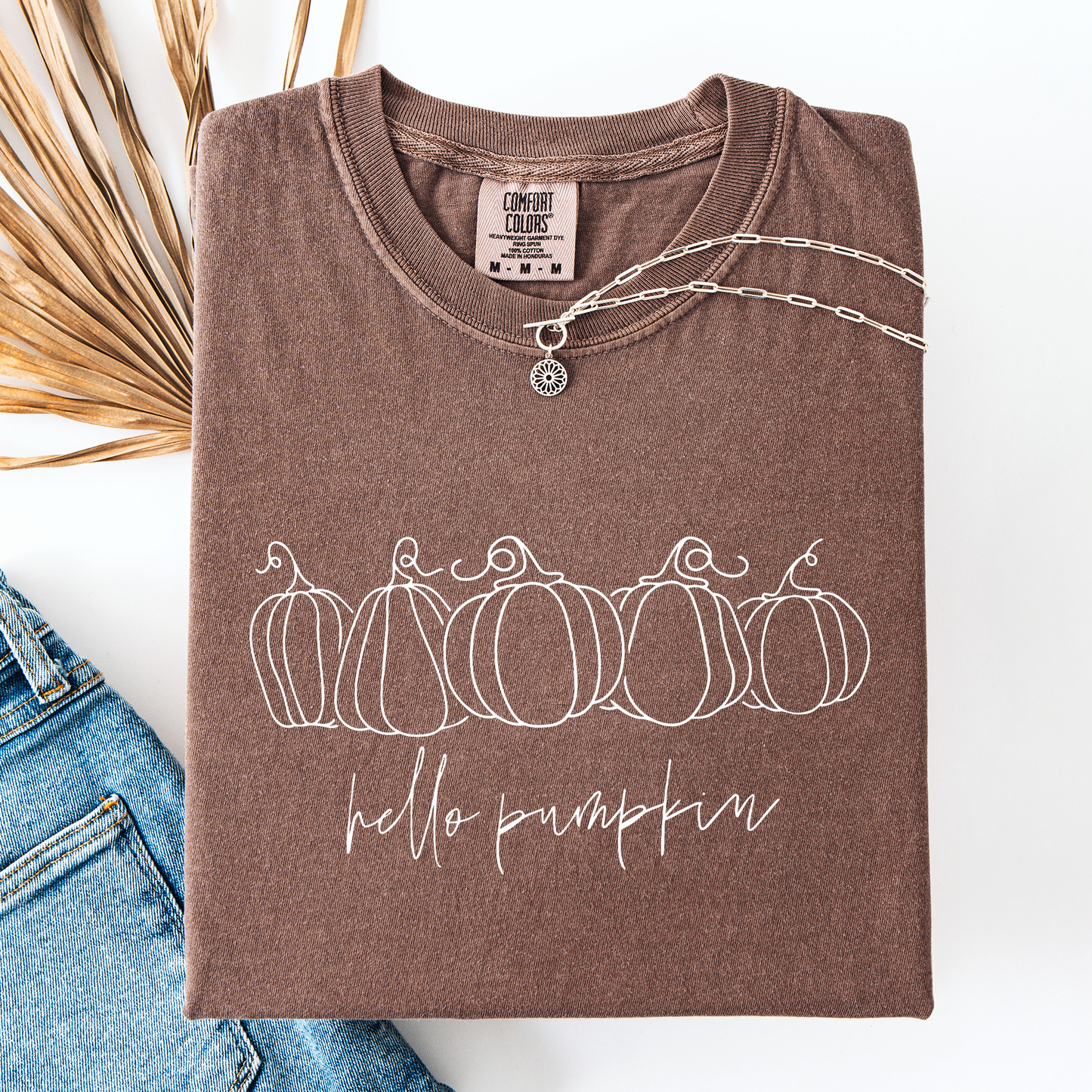 Hello Pumpkin, Minimalist Thanksgiving, Autumn, Fall, Comfort Colors T-Shirt