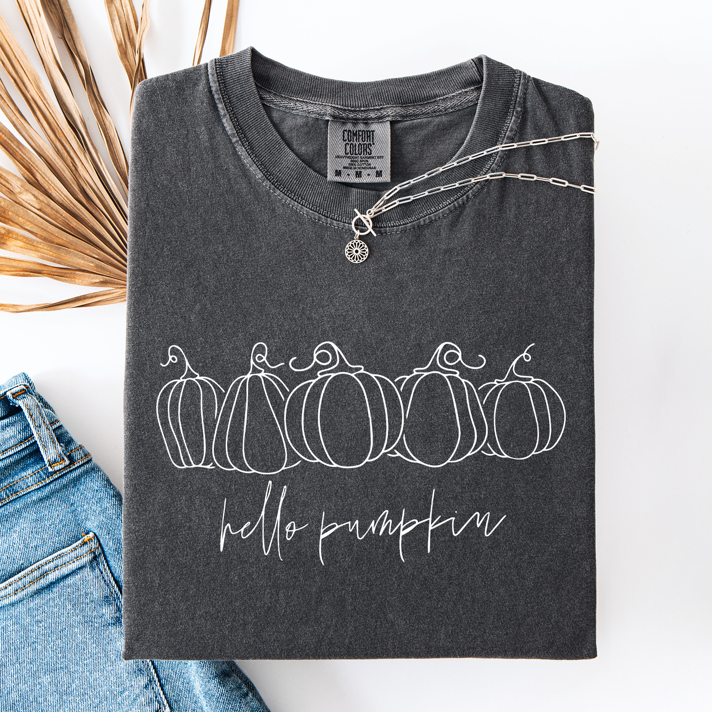 Hello Pumpkin, Minimalist Thanksgiving, Autumn, Fall, Comfort Colors T-Shirt