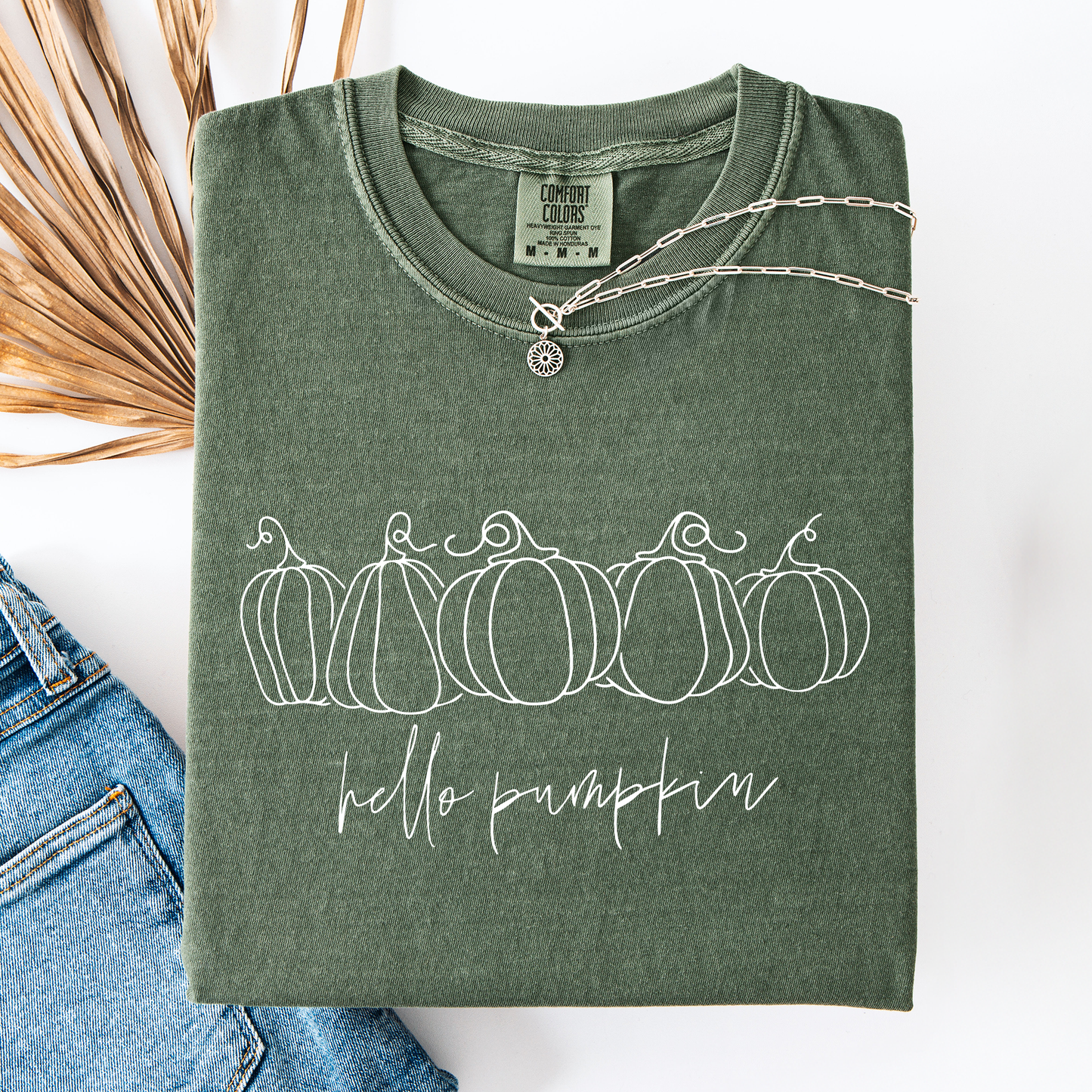 Hello Pumpkin, Minimalist Thanksgiving, Autumn, Fall, Comfort Colors T-Shirt