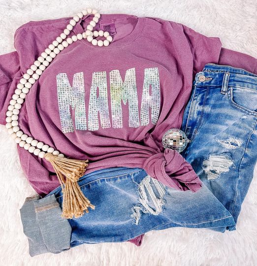 Holographic Mama Tee, Comfort Colors - Aaria Tees