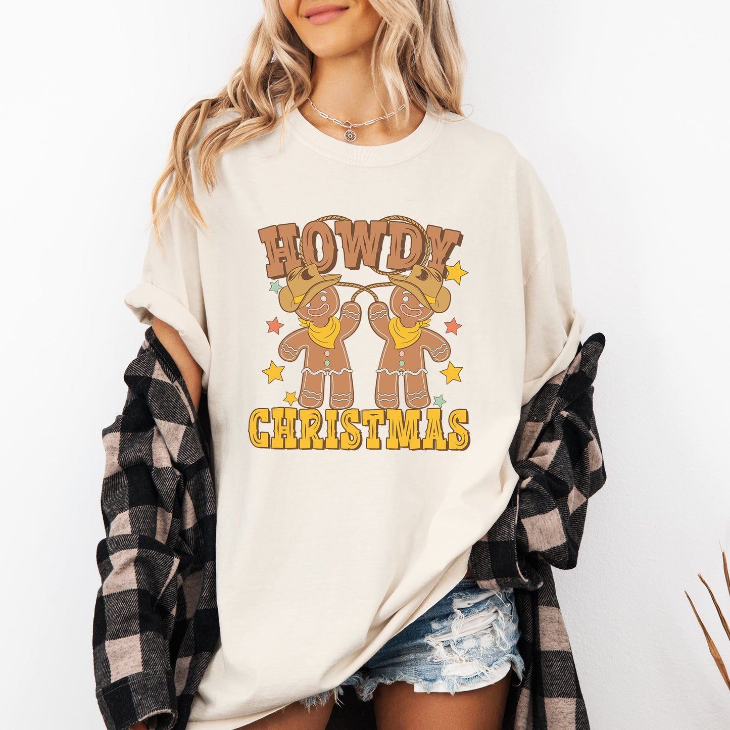 Howdy Christmas, Gingerbread Men, Western, Cowboy Tshirt Comfort Colors T-Shirt