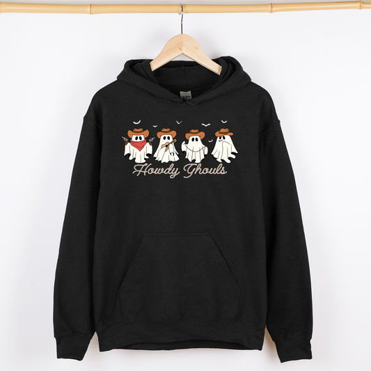Howdy Ghouls, Cowboy Ghosts, Western, Halloween, Graphic Hoodie, Hooded Sweatshirt