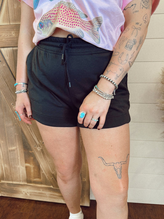 ZENANA SCUBA SHORTS: BLACK