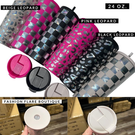 24oz Holographic Leopard Tumbler Aaria Tees