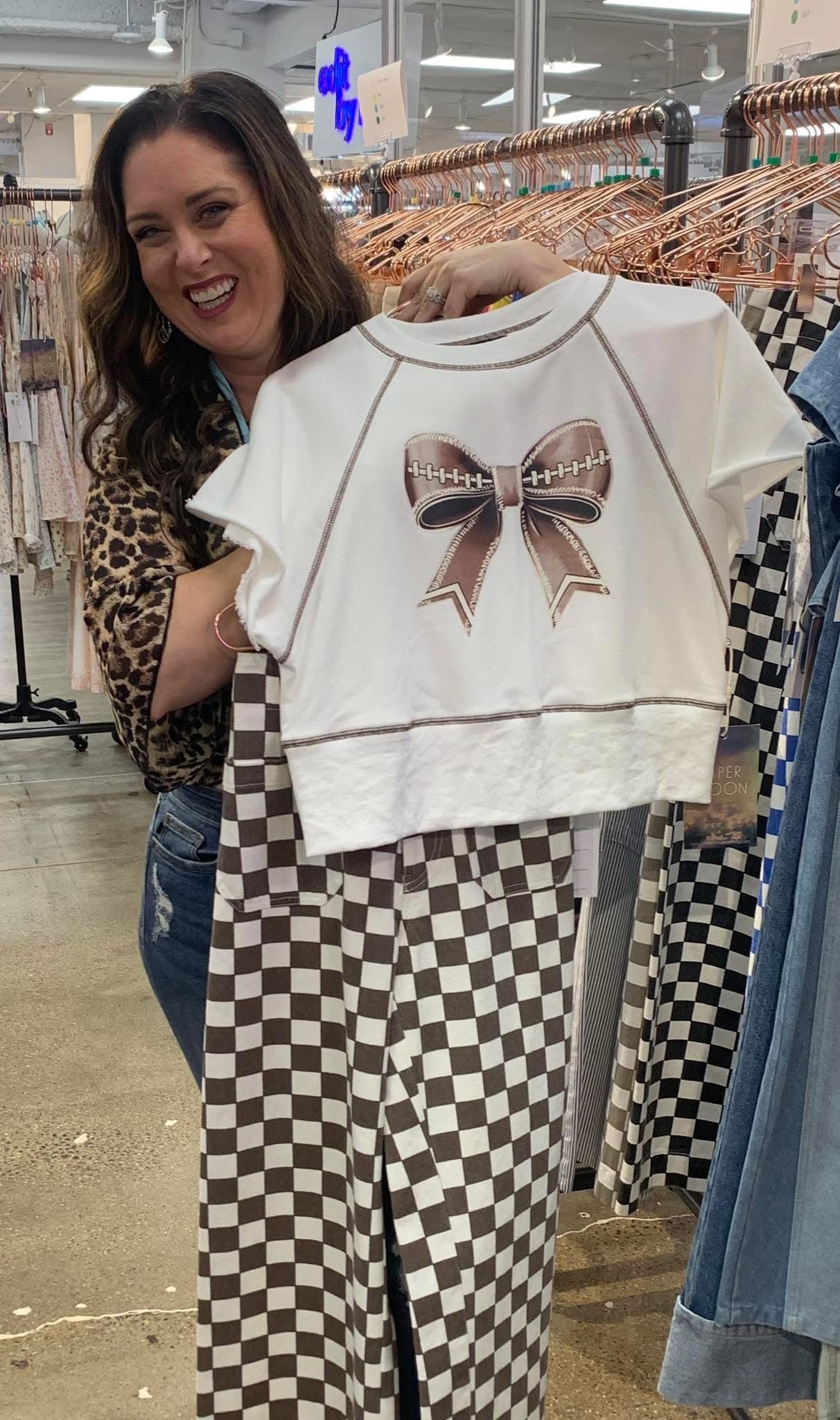 Checkered Brown Denim Pants